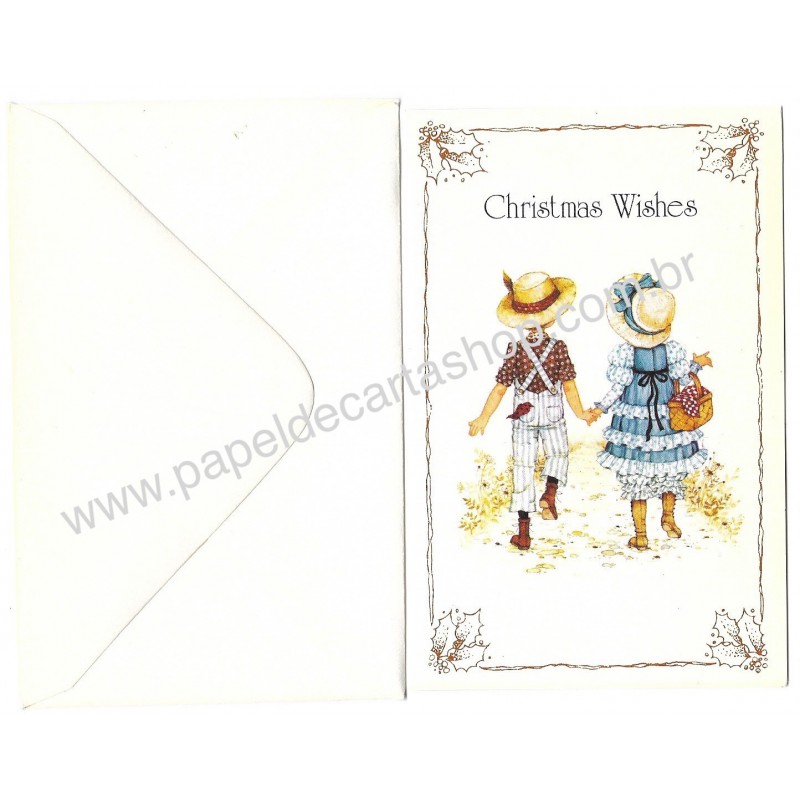 Notecard Antigo Importado Miss Petticoat Christmas Wishes