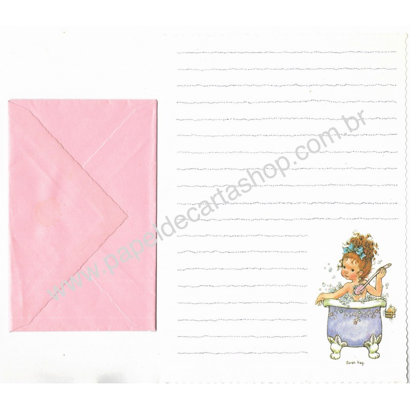 Conjunto de Papel de Carta Antigo Importado Sarah Kay