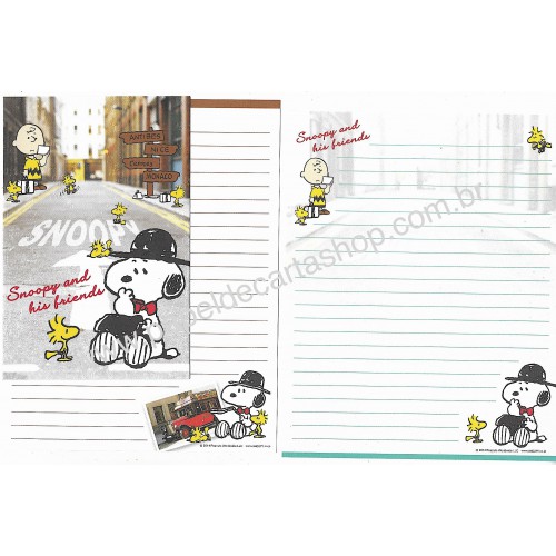 Kit 2 Conjuntos de Papéis de Carta Peanuts Street - Peanuts Japão 2014