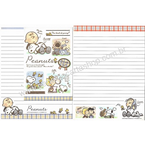 Kit 2 Conjuntos de Papéis de Carta Peanuts Groovy Japão 2015