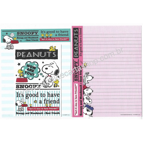 Kit 2 Conjuntos de Papéis de Carta Snoopy & Woodstock Japão 2014