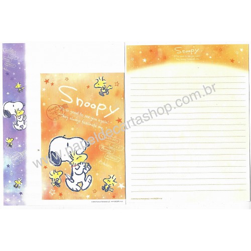 Kit 2 Conjuntos de Papéis de Carta Snoopy Stars Peanuts Japão 2015