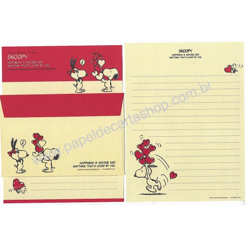Kit 2 Conjuntos de Papéis de Carta Snoopy Happiness CRE Japão 2014