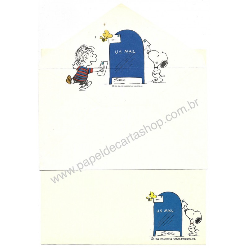 Conjunto de Papel de Carta Antigo Snoopy Mail DEC