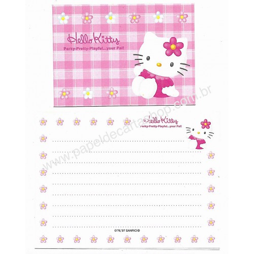 Ano 1997. Conjunto de Papel de Carta Hello Kitty Flores P XZ Sanrio