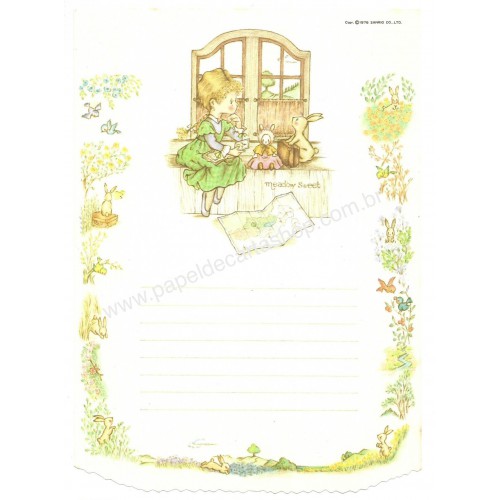 Ano 1976. Conjunto de Papel de Carta Vintage Sanrio Meadow Sweet TRIO