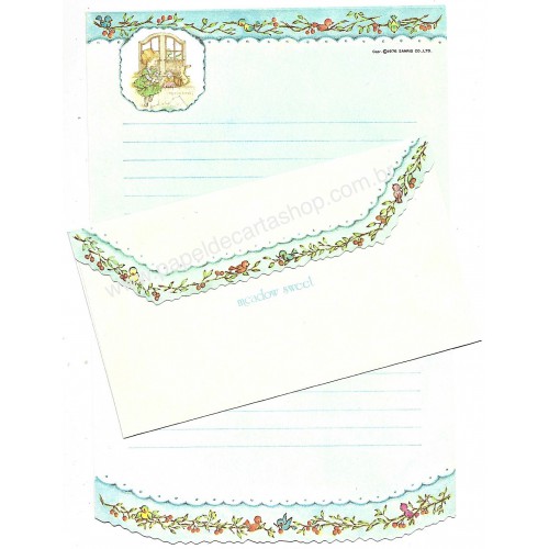 Ano 1976. Conjunto de Papel de Carta Vintage Sanrio Meadow Sweet CAZ