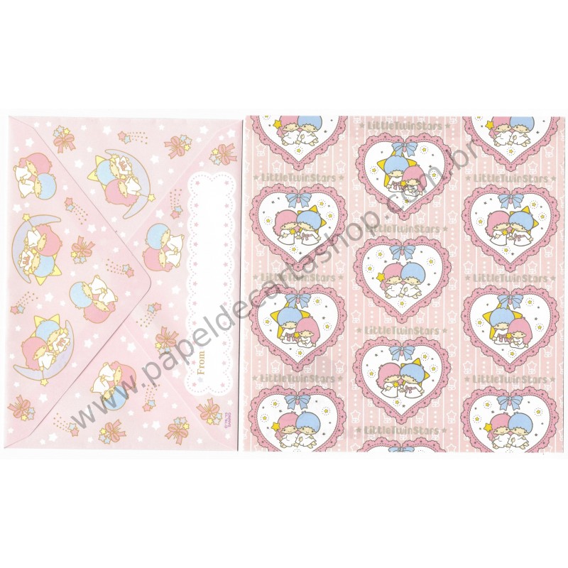 Ano 2013. Conjunto de Papel de Carta Little Twin Stars Smiles I Sanrio