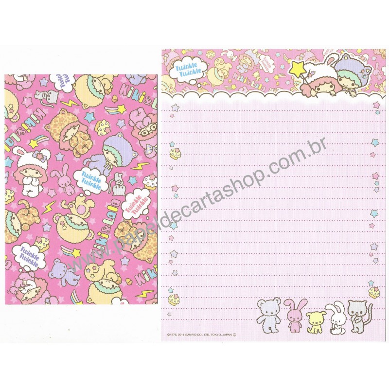 Ano 2011. Conjunto de Papel de Carta Little Twin Stars Kiki & Lala 2 Sanrio