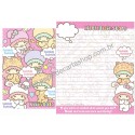 Ano 2011. Conjunto de Papel de Carta Little Twin Stars Kiki & Lala 4 Sanrio