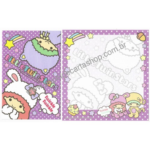 Ano 2011. Conjunto de Papel de Carta Little Twin Stars Kiki & Lala TT2 Sanrio