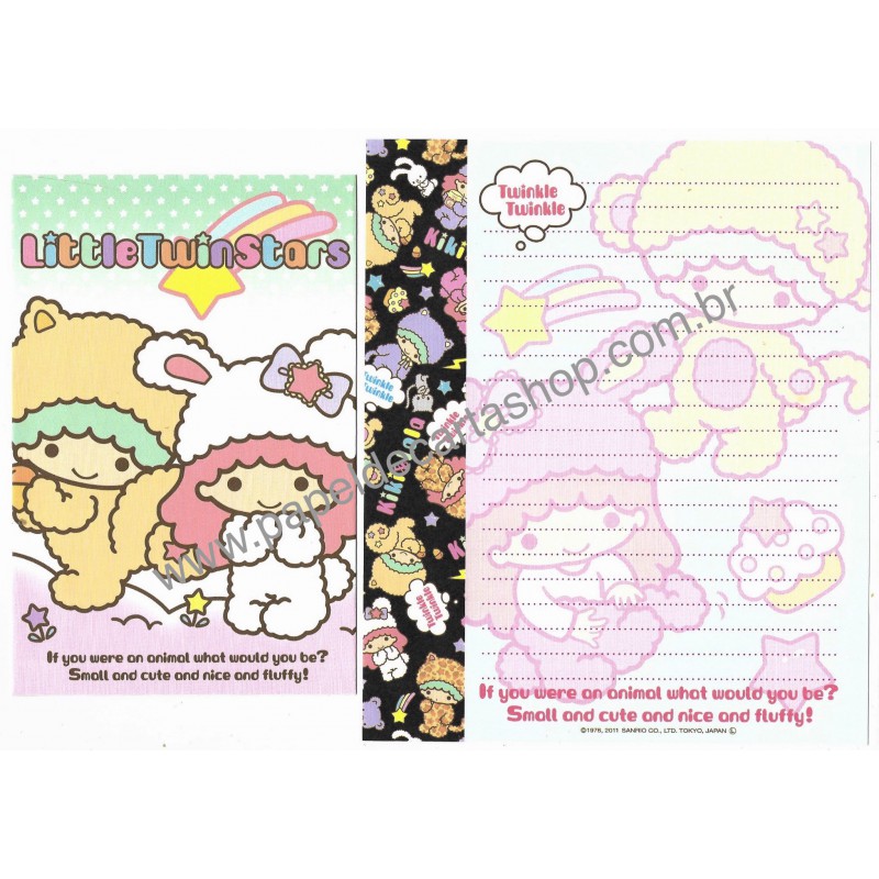 Ano 2011. Conjunto de Papel de Carta Little Twin Stars Kiki & Lala TT4 Sanrio