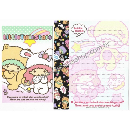 Ano 2011. Conjunto de Papel de Carta Little Twin Stars Kiki & Lala TT4 Sanrio