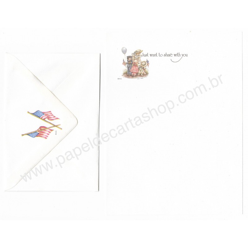 Conjunto de Papel de Carta Antigo Importado Holly Hobbie M54