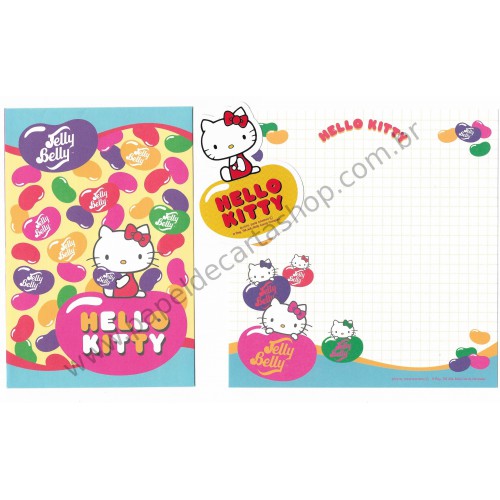 Ano 2009. Kit 4 Conjuntos de Papel de Carta Hello Kitty Jelly Belly Sanrio