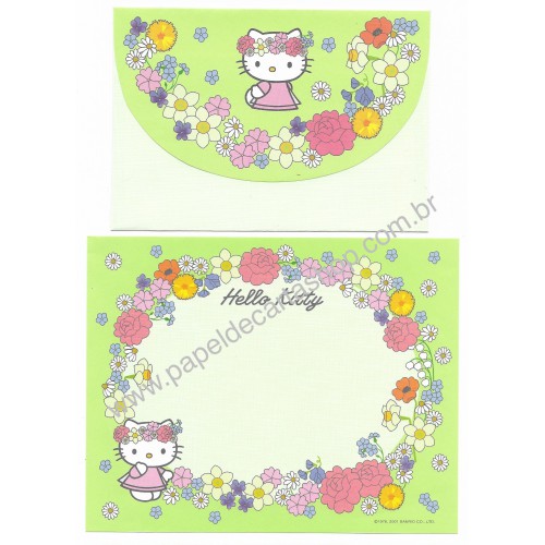 Ano 2001. Conjunto de Papel de Carta Kitty Spring Sanrio