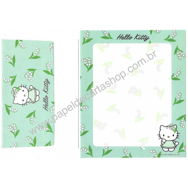 Ano 2001. Conjunto de Papel de Carta Hello Kitty Spring 5 Sanrio