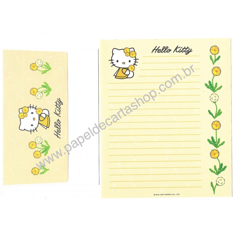 Ano 2001. Conjunto de Papel de Carta Hello Kitty Spring 6 Sanrio