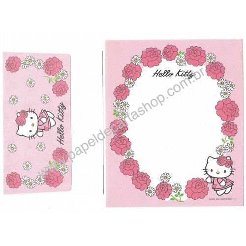 Ano 2001. Conjunto de Papel de Carta Hello Kitty Spring 7 Sanrio