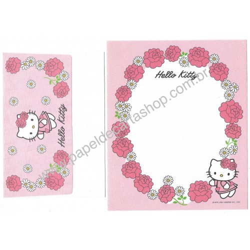 Ano 2001. Conjunto de Papel de Carta Hello Kitty Spring 7 Sanrio