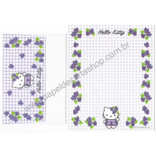 Ano 2001. Conjunto de Papel de Carta Hello Kitty Spring 9 Sanrio