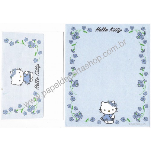 Ano 2001. Conjunto de Papel de Carta Hello Kitty Spring 10 Sanrio