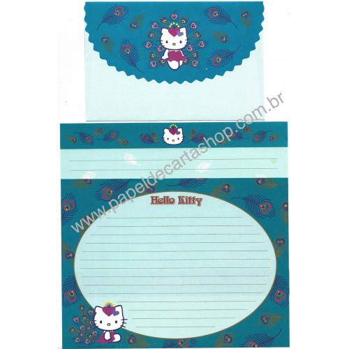 Ano 2001. Conjunto de Papel de Carta Kitty Peacock Sanrio