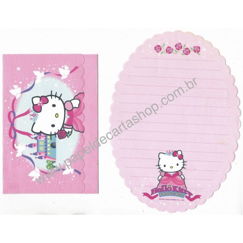 Ano 2000. Conjunto de Papel de Carta Hello Kitty Princess Sanrio