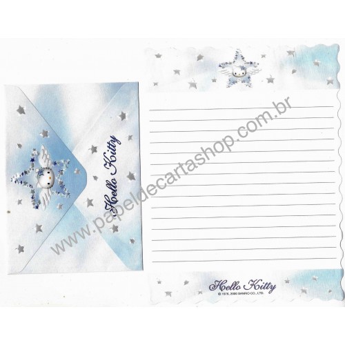 Ano 2000. Conjunto de Papel de Carta Hello Kitty Angel Star Sanrio