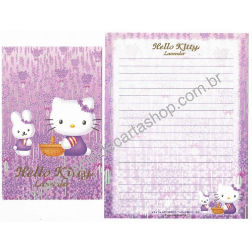 Ano 2000. Conjunto de Papel de Carta Gotōchi Kitty Lavender - Sanrio