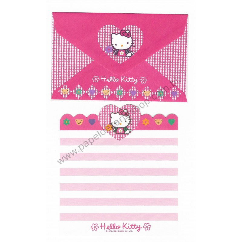 Ano 1994. Conjunto de Papéis de Carta Hello Kitty CRS Sanrio