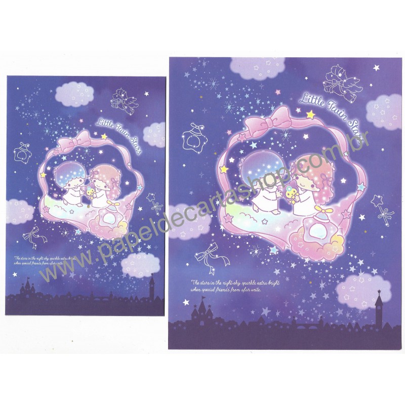 Ano 2022. Conjunto de Papel de Carta Little Twin Stars Bright Sanrio