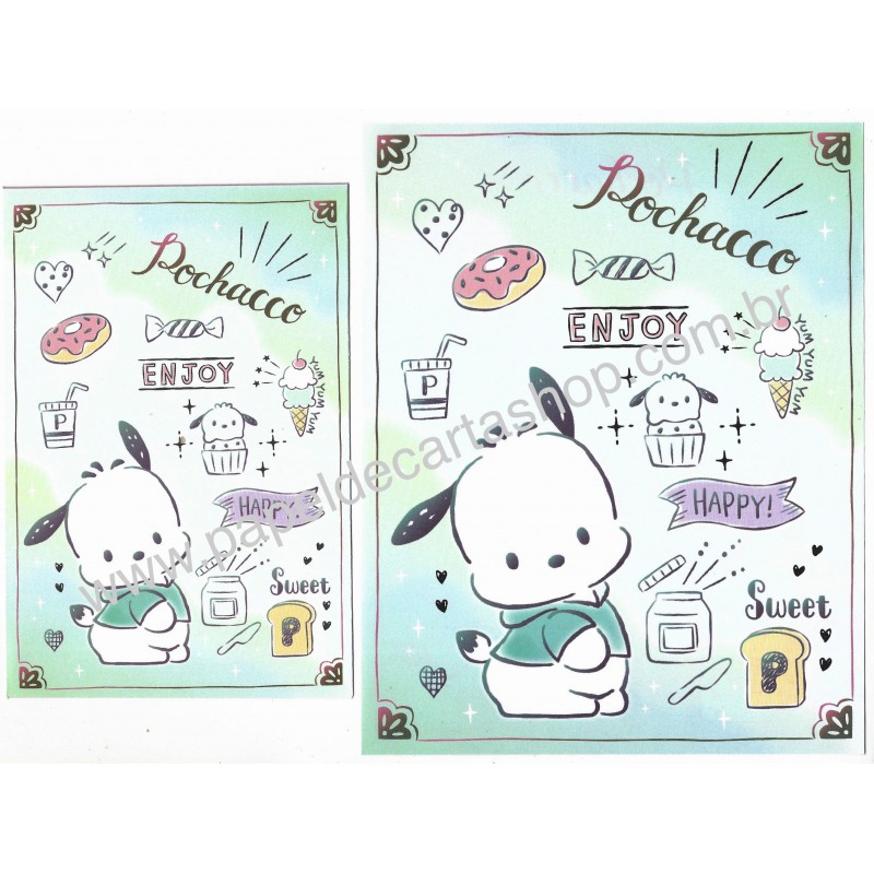 Ano 2021. Conjunto de Papel de Carta Pochacco Sanrio