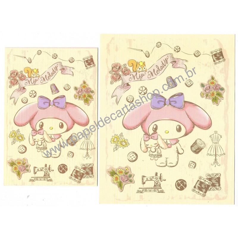 Ano 2021. Conjunto de Papel de Carta My Melody Sanrio