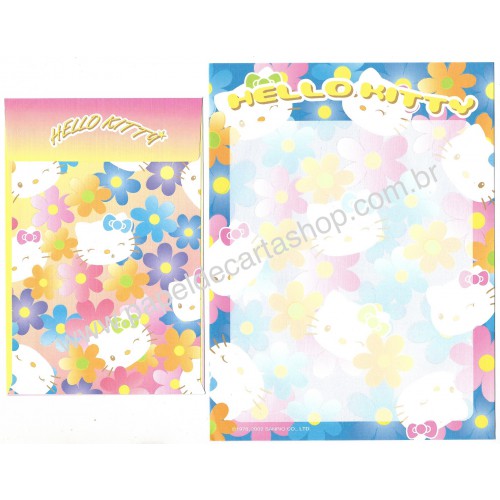 Ano 2002. Conjunto de Papel de Carta Hello Kitty Flower Winki Sanrio