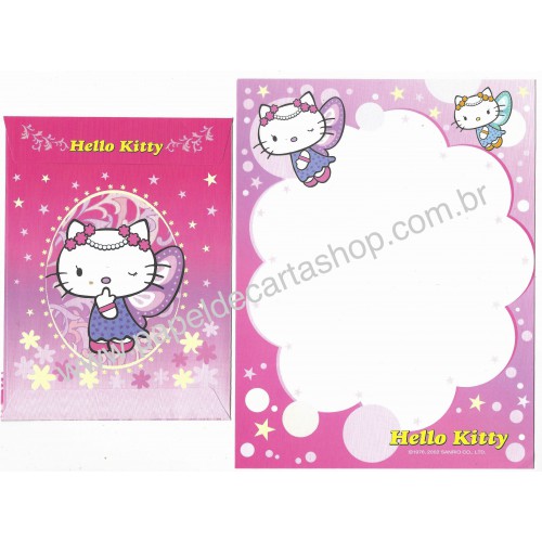 Ano 2002. Conjunto de Papel de Carta Hello Kitty Fly with Me Sanrio