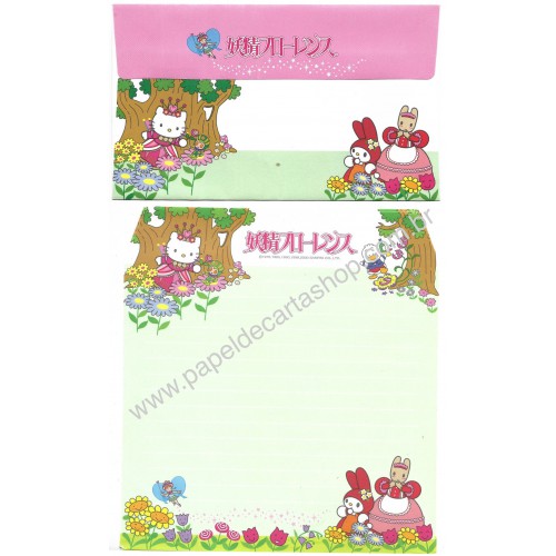 Ano 2000. Conjunto de Papel de Carta Hello Kitty Sanrio Puroland
