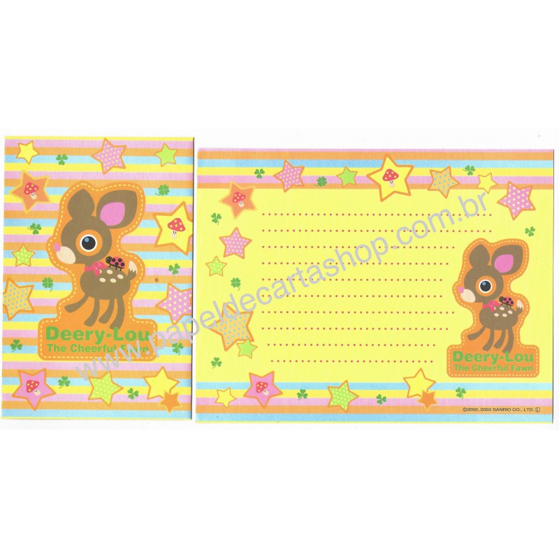 Ano 2003. Conjunto de Papel de Carta Deery-Lou Sanrio