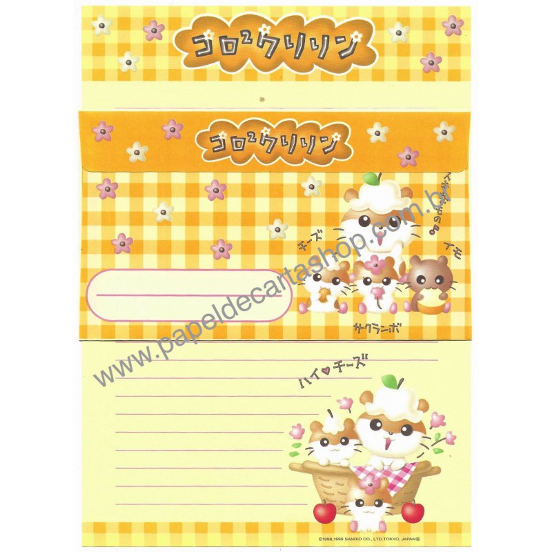 Ano 1999. Conjunto de Papel de Carta CoroCoroKuririn Sanrio