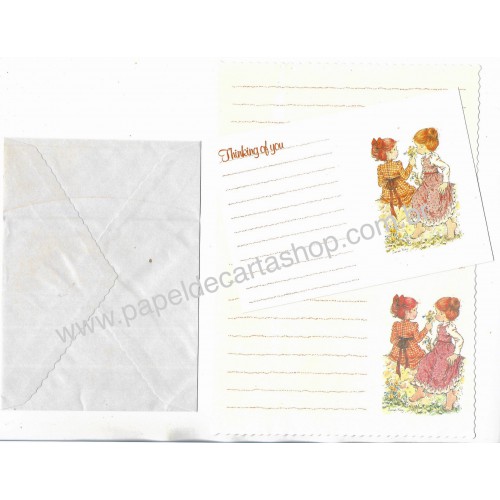 Conjunto de Papel de Carta Antigo Importado Sarah Kay P