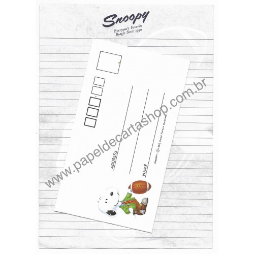 Conjunto de Papel de Carta Snoopy Football Vintage Peanuts