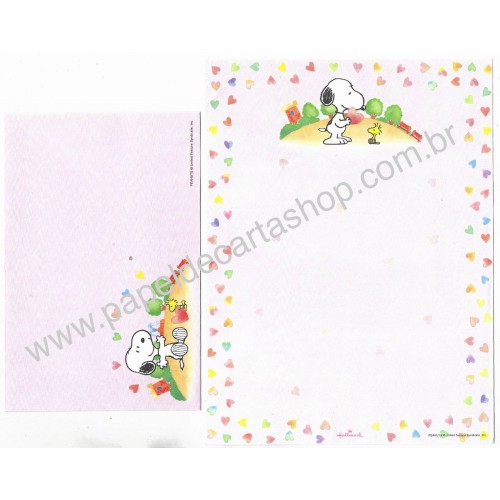 Conjunto de Papel de Carta Snoopy Woodstock I Peanuts Hallmark