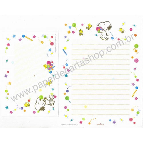 Conjunto de Papel de Carta Snoopy Woodstock II Peanuts Hallmark