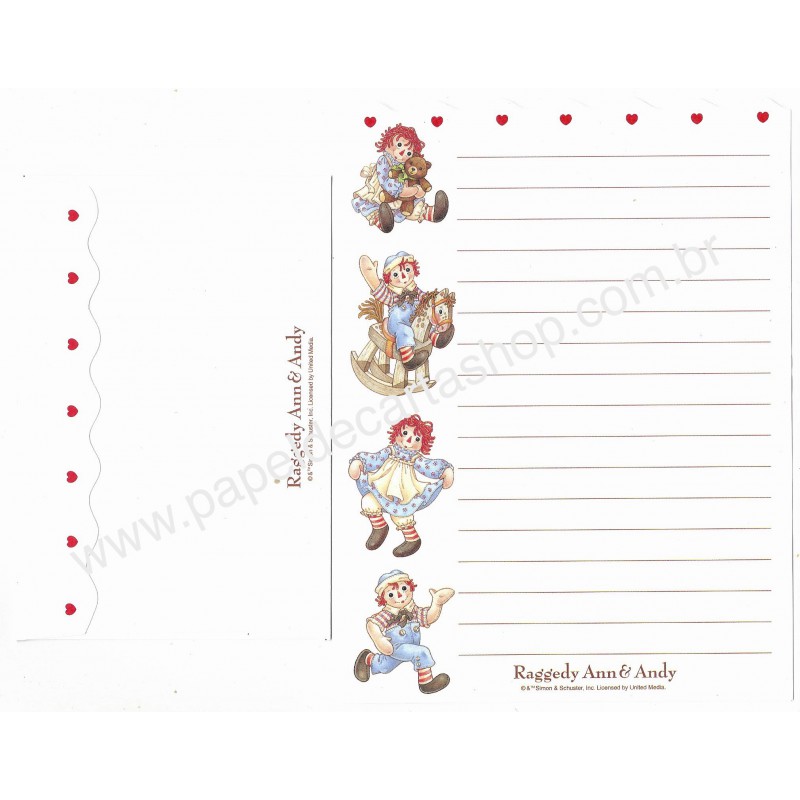 Conjunto de Papel de Carta Importado Raggedy Ann & Andy CBR