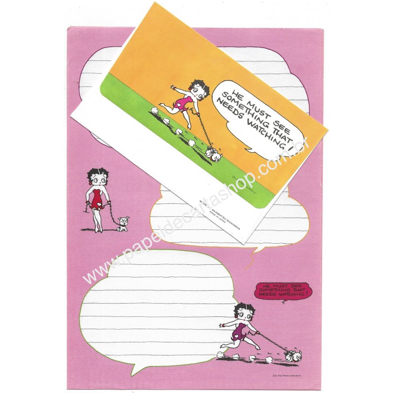 Conjunto de Papel de Carta BETTY BOOP Dog King Features