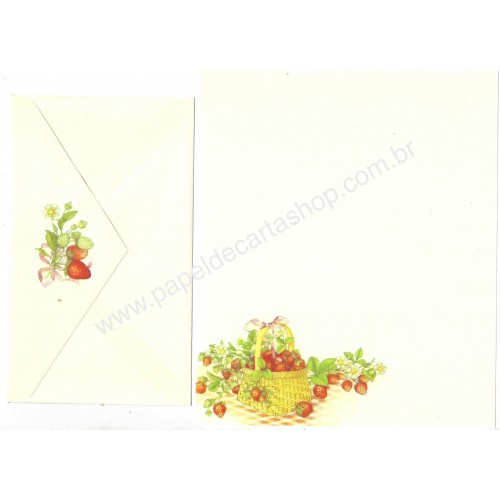 Conjunto de Papel de Carta Importado Green Strawberry Hmk