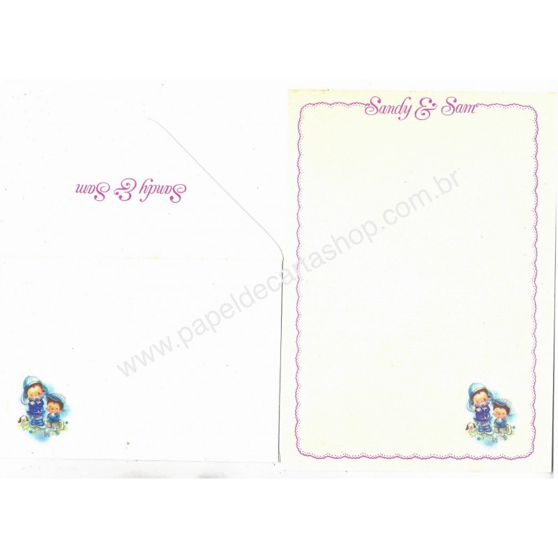 Conjunto de Papel de Carta Antigo Importado Sandy & Sam