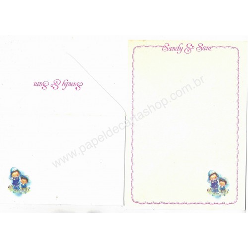 Conjunto de Papel de Carta Antigo Importado Sandy & Sam