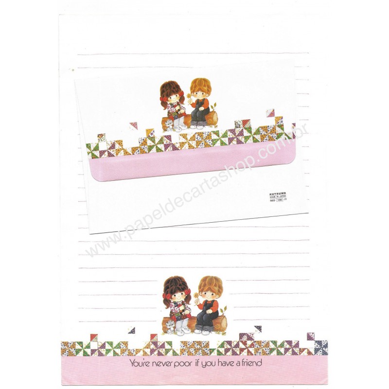 Conjunto de Papel de Carta Importado Friend Kutsuwa Japão