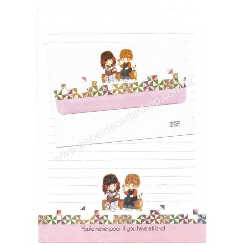 Conjunto de Papel de Carta Importado Friend Kutsuwa Japão